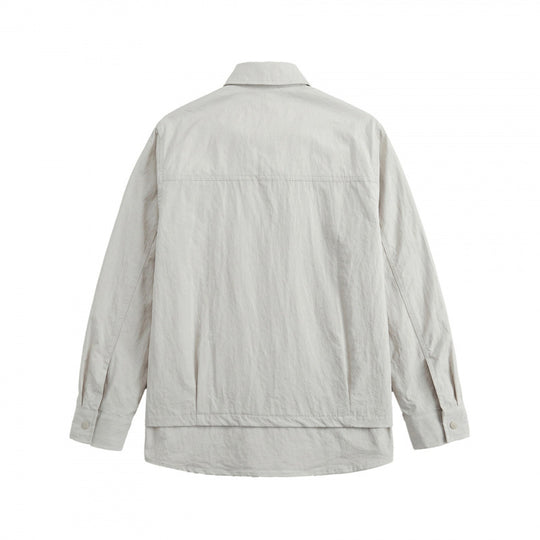 Unisex Oversize-Hemdjacke mit zweilagigem Saum, Brustpaspeltasche und strukturierter Baumwollmischung Nord Taschen