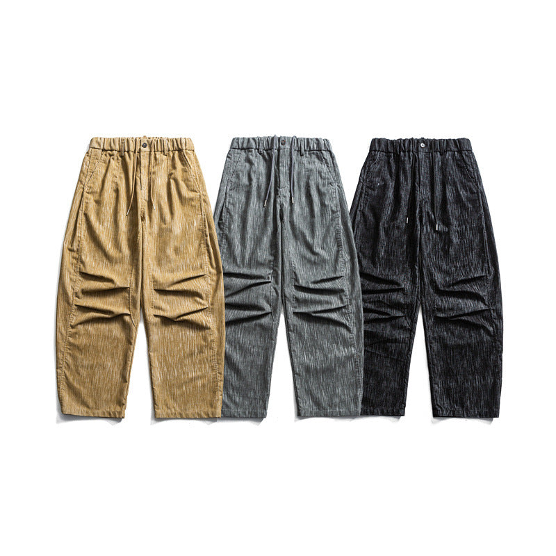 Herren weite Cordhose im Workwear‑Look mit elastischem Bund, Kordelzug und Kniefalten Nord Taschen