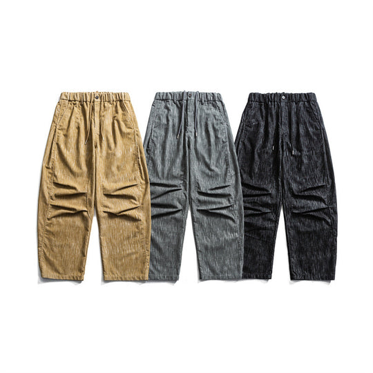 Herren weite Cordhose im Workwear‑Look mit elastischem Bund, Kordelzug und Kniefalten Nord Taschen