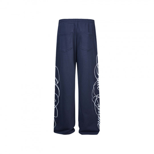 Damen Weite Jersey-Hose mit Kordelzug, seitlichem Line-Art Print und Relaxed-Fit Nord Taschen