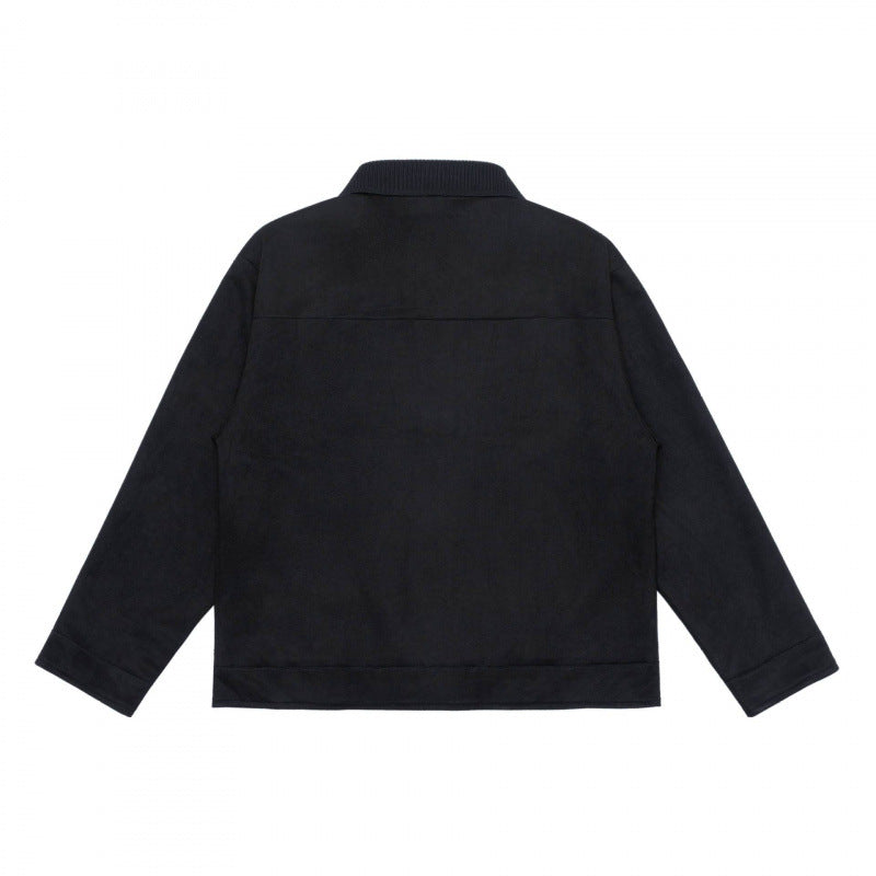 Unisex Boxy-Übergangsjacke mit Veloursstruktur, Hemdkragen und diagonalen Eingrifftaschen Nord Taschen