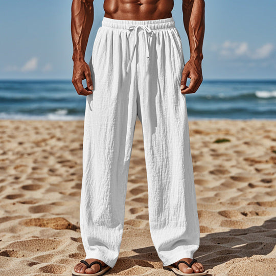 Herren lässige Strandhose mit elastischem Bund und seitlichen Eingrifftaschen