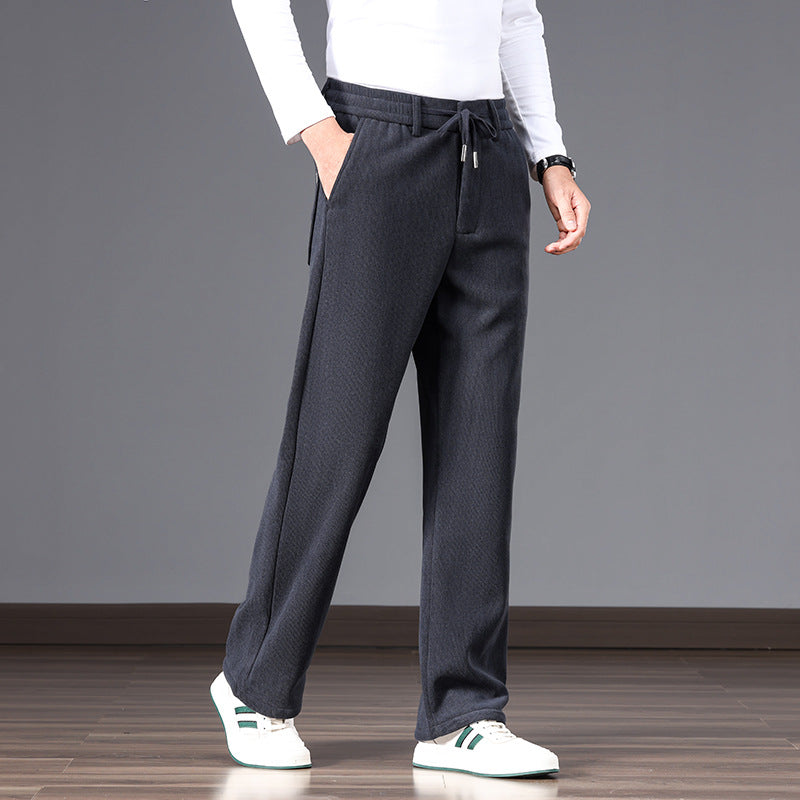Herren Lässige Relaxed-Fit Baumwoll-Mix Freizeithose mit Kordelzug und geradem Bein Nord Taschen