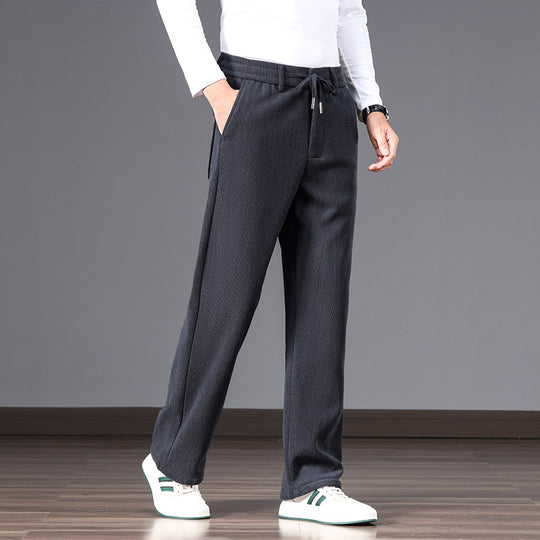 Herren Lässige Relaxed-Fit Baumwoll-Mix Freizeithose mit Kordelzug und geradem Bein Nord Taschen