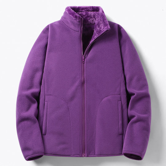 Damen Gefütterte Fleece-Jacke mit Teddyfutter, Stehkragen & durchgehendem Reißverschluss Nord Taschen