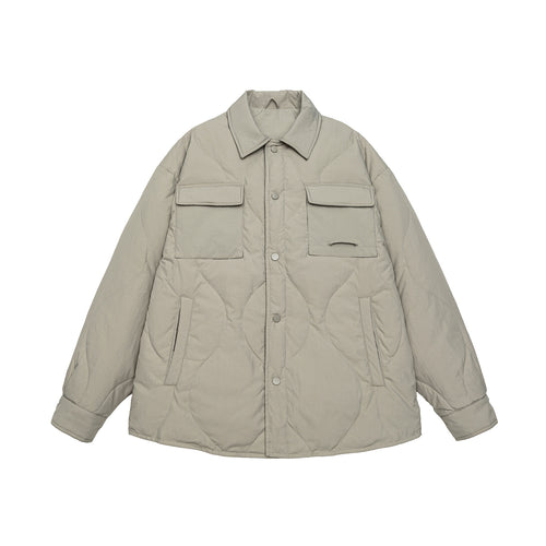 Herren Gesteppte Oversize-Hemdjacke mit Steppung, Druckknöpfen und Brusttaschen Nord Taschen