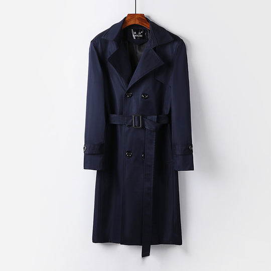 Herren Trenchcoat-Mantel mit doppelter Knopfleiste Taillengürtel und klassischem Revers Nord Taschen
