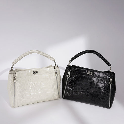 Damen Handtasche mit strukturiertem Krokodilleder und abnehmbaren Schulterriemen Nord Taschen
