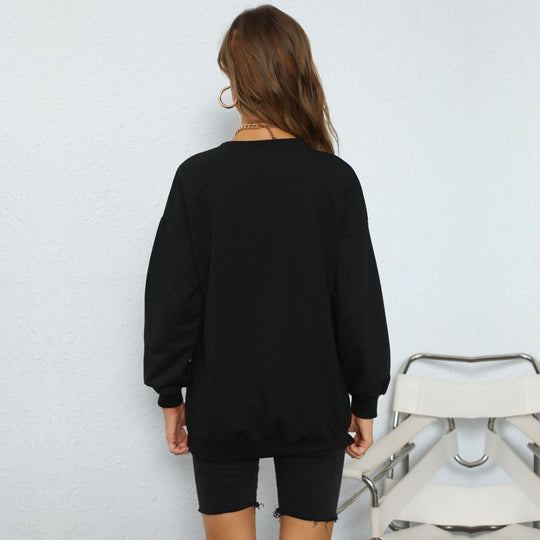 Damen Oversize College-Sweatshirt mit großem Frontprint, Rundhals & geripptem Saum Nord Taschen