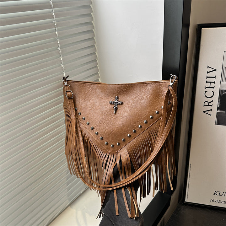Damen Weste im modischen Boho-Stil mit Fransen und goldenen Details Nord Taschen