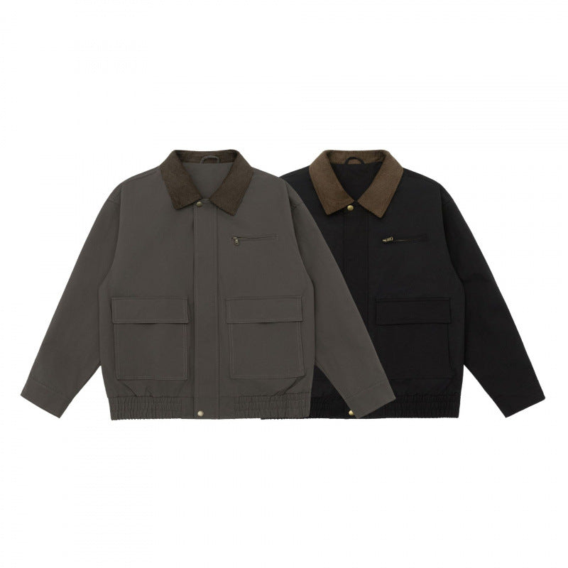 Unisex Kastenförmige Utility-Jacke mit Cordkragen, aufgesetzten Pattentaschen und elastischem Saum Nord Taschen