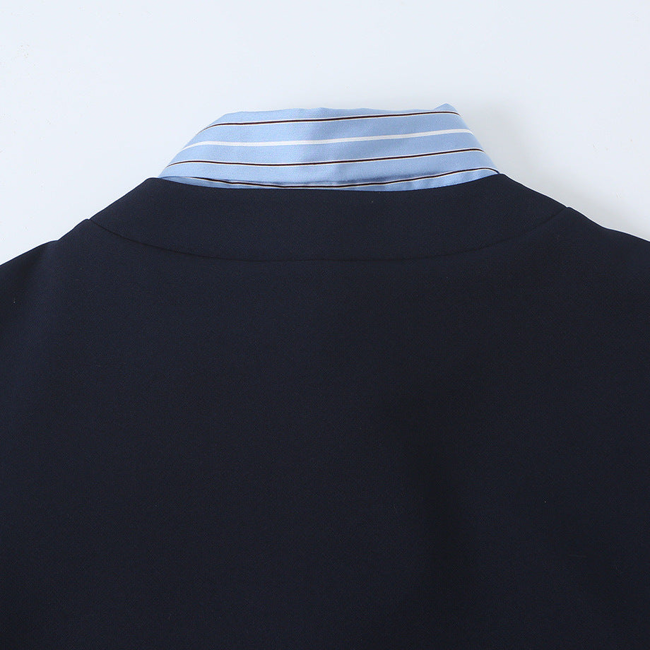 Damen A-Linien-Kleid mit Halstuch-Schal, halblangen Ärmeln und Volantsaum Nord Taschen