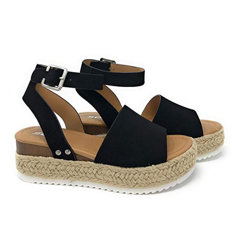 Damen Espadrille-Sandalen mit elegantem Schnallenverschluss und weichem Fußbett