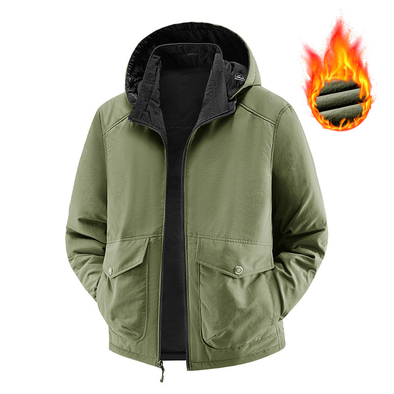 Herren Thermo-Fieldjacke mit Fleece-Innenfutter, Kapuze und Fronttaschen Nord Taschen