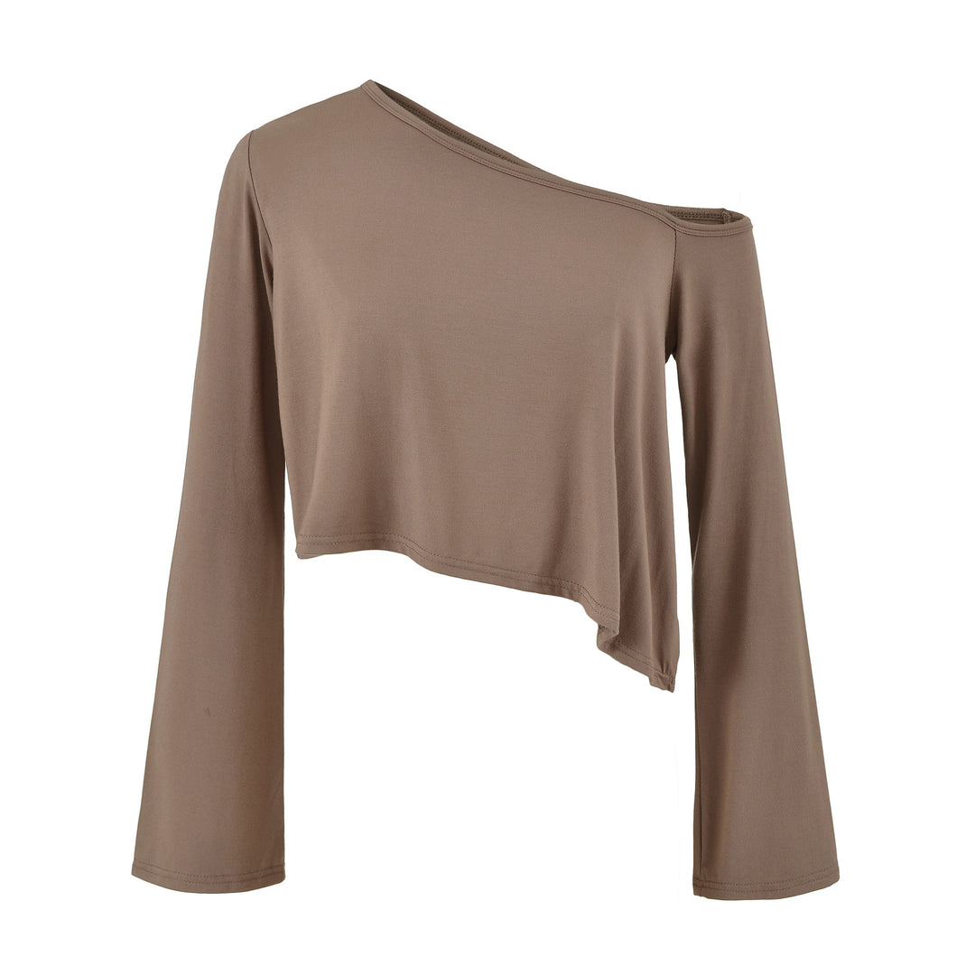 Damen Einschulter-Kurztop mit asymmetrischem Saum und Trompetenärmeln Nord Taschen
