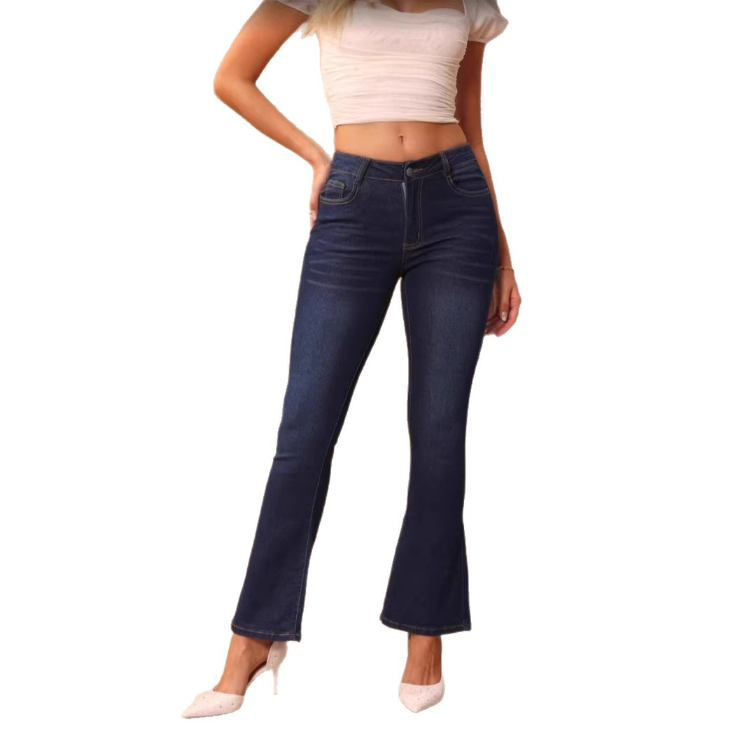 Damen hochtaillierte Bootcut-Jeans mit sculptendem Hüftbund Nord Taschen