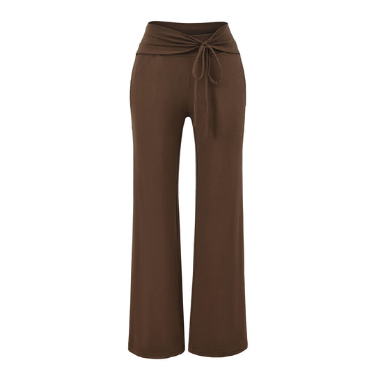 Damen Weite Jersey-Loungehose mit Umschlagbund und Tunnelzug Nord Taschen