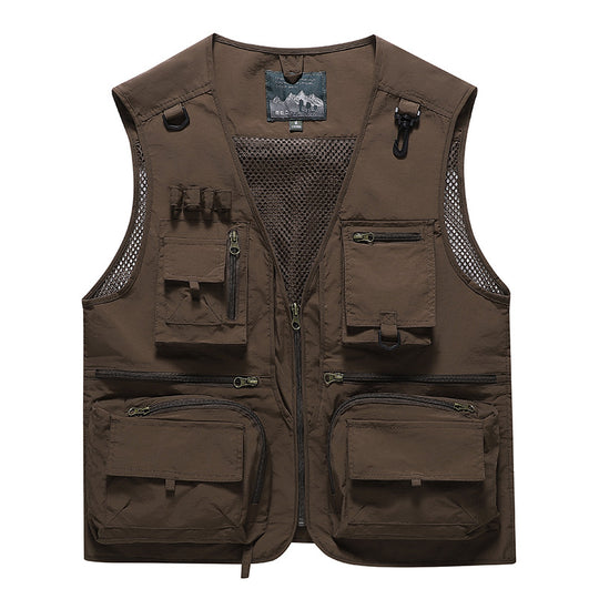 Herren Multifunktionale Cargo-Utility-Weste mit zahlreichen Reißverschlussfächern und D-Ringen Nord Taschen