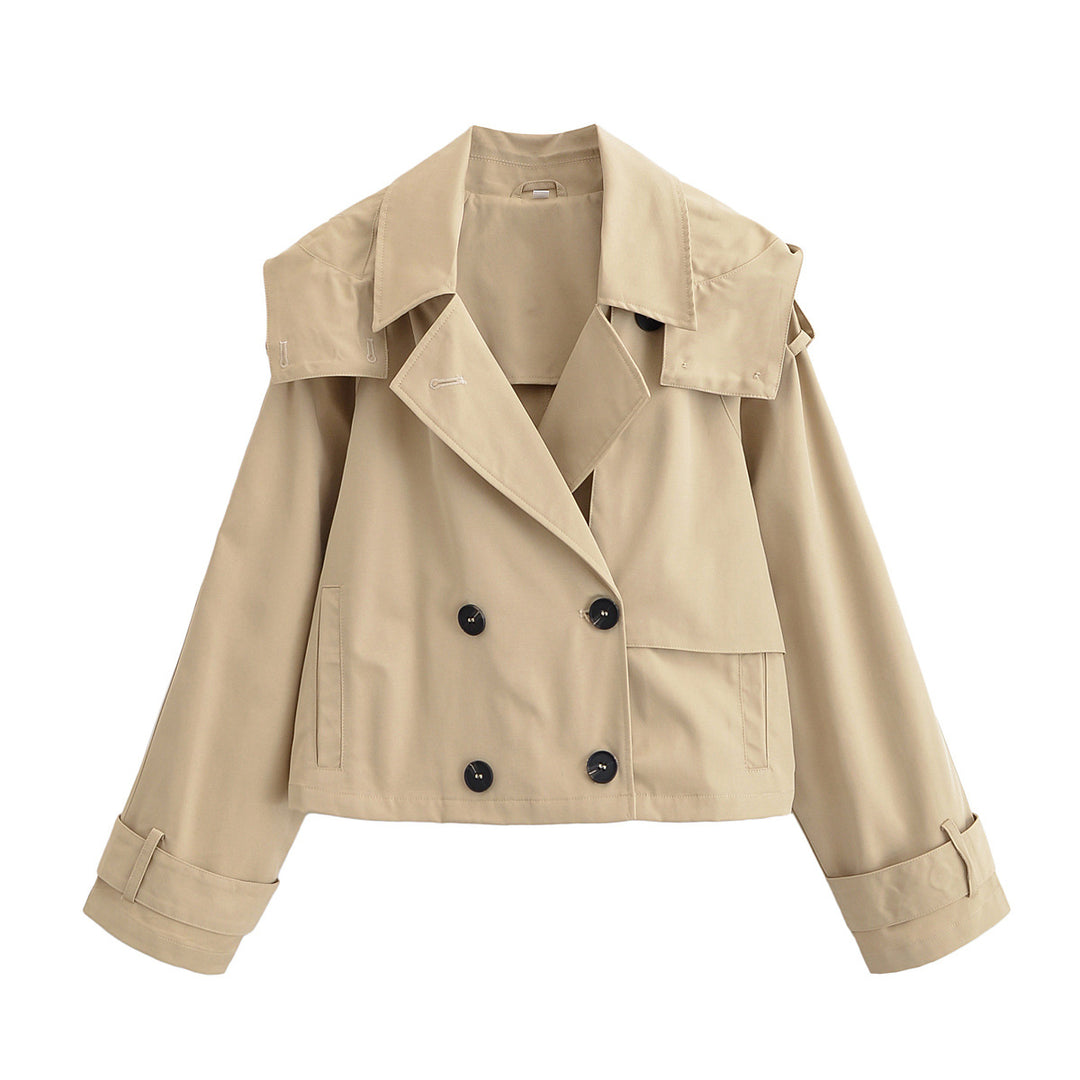Damen 10+ kurzgeschnittener Trench‑Blouson mit doppelreihiger Knopfleiste und Schulterpatte Nord Taschen