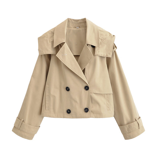 Damen 10+ kurzgeschnittener Trench‑Blouson mit doppelreihiger Knopfleiste und Schulterpatte Nord Taschen