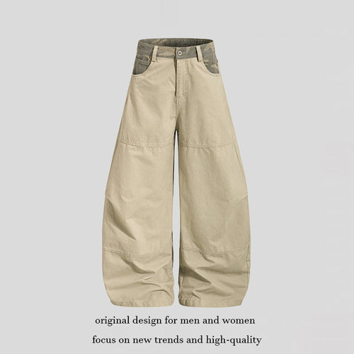 Damen weite Palazzohose aus Baumwolle mit Camouflage-Bund und Utility-Nähten Nord Taschen