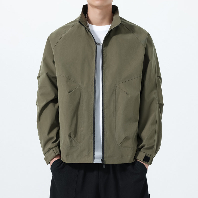 Herren Leichte Utility-Übergangsjacke mit Stehkragen, Raglanärmeln und verstellbaren Klettbündchen Nord Taschen