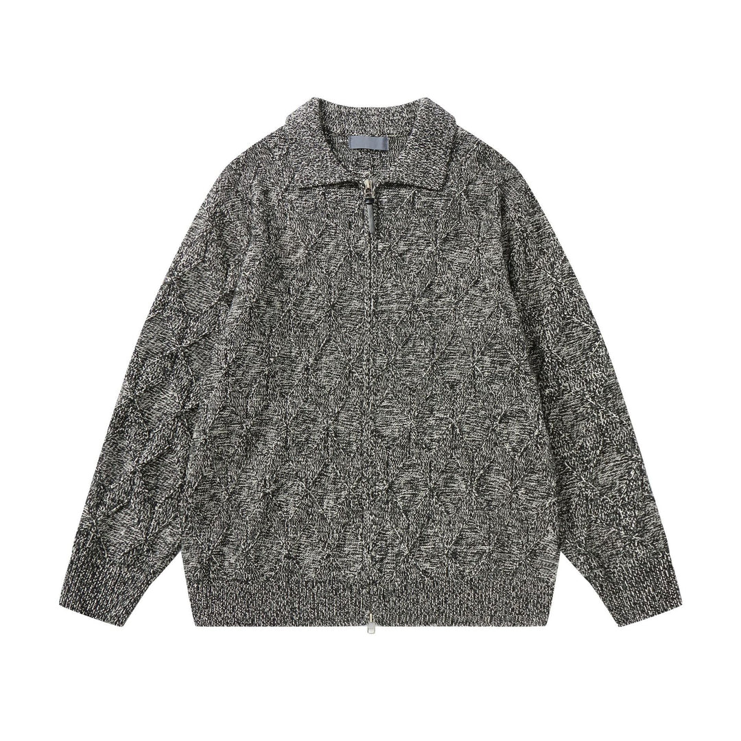 Damen Grob strukturierter Strick‑Zipcardigan mit Hemdkragen Nord Taschen