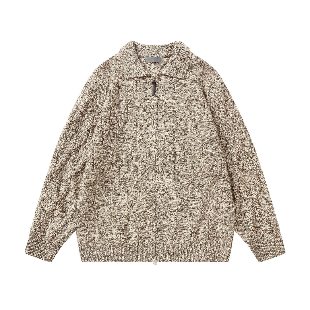 Damen Grob strukturierter Strick‑Zipcardigan mit Hemdkragen Nord Taschen