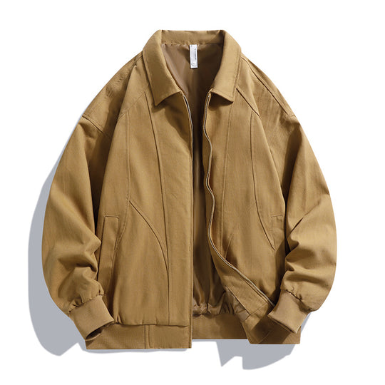 Men's  oversized collared zip-up lined utility bomber jacket with angled welt pockets Nord Taschen