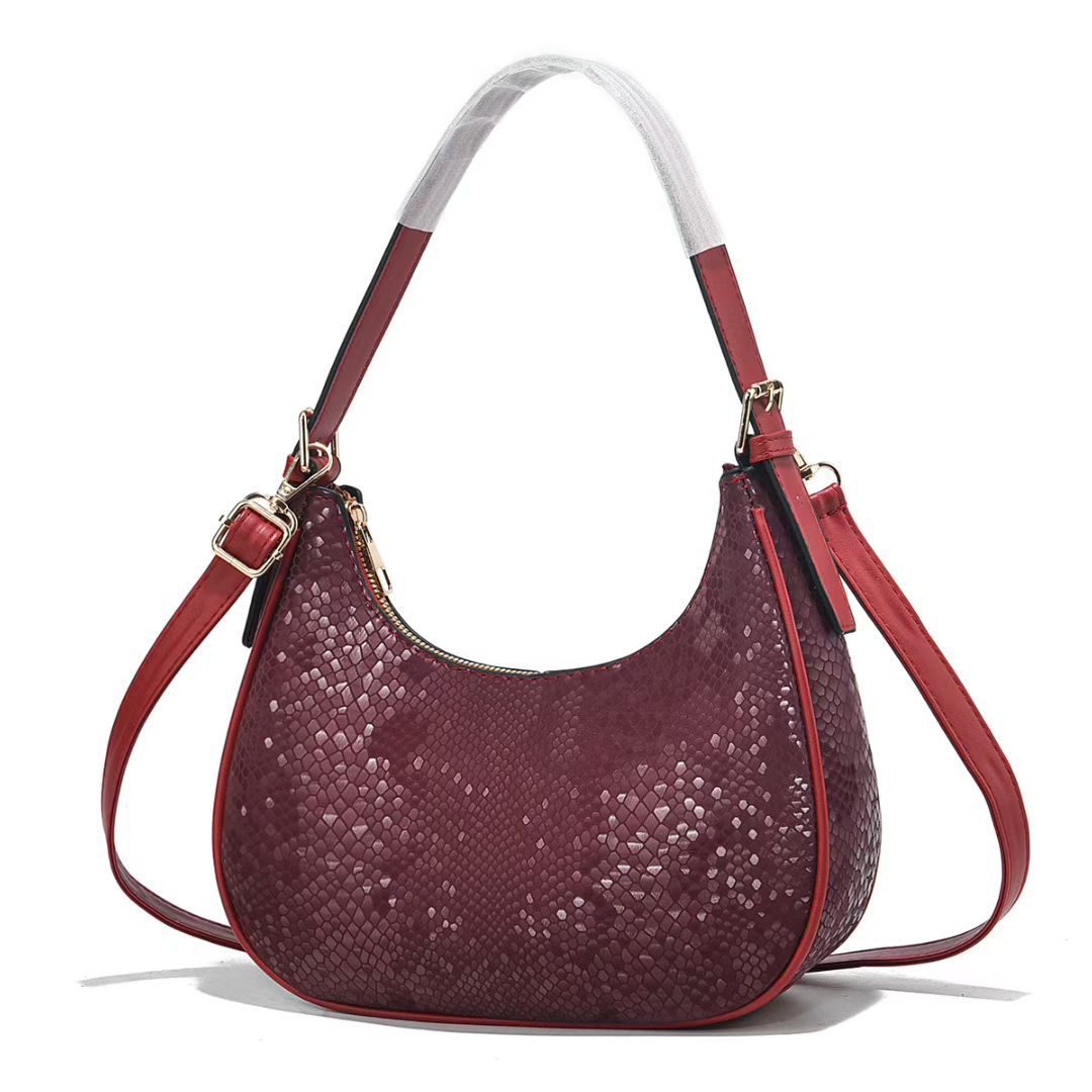 Damen Handtasche mit stilvollem Schlangenleder-Design und abnehmbarem Schulterriemen Nord Taschen