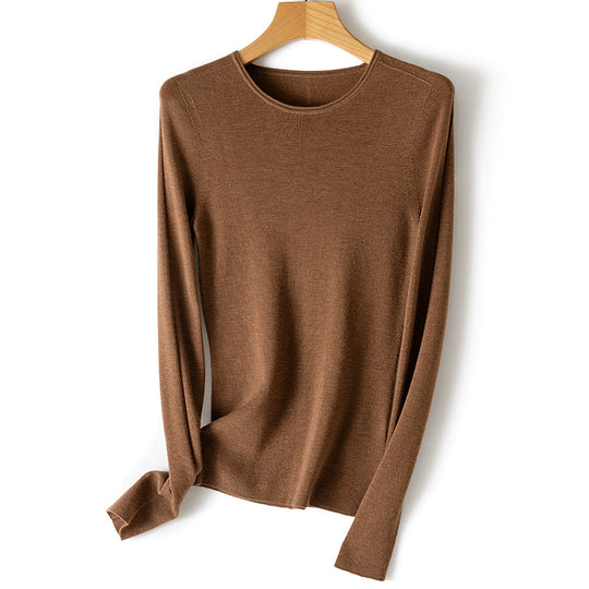 Damen Feiner Feinstrickpullover mit Rundhalsausschnitt und figurnaher Silhouette Nord Taschen