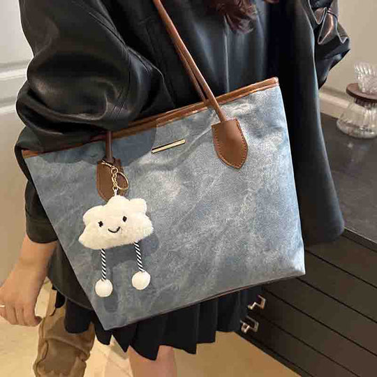 Damen Shopper-Tasche aus strapazierfähigem Canvas mit eleganten Ledergriffen Nord Taschen