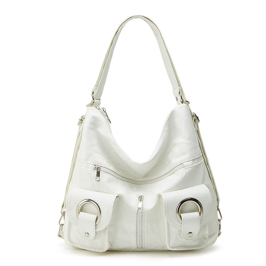 Damen Hobo-Tasche mit innovativem Faltendesign und dekorativen Ringgriffen Nord Taschen