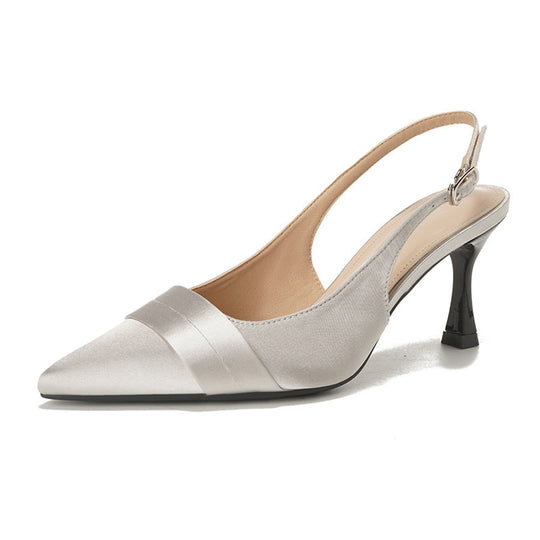 Damen Sling-Pumps mit eleganter Satin-Oberfläche und raffinierter Absatzhöhe
