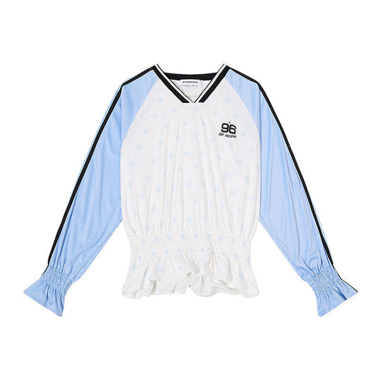 Damen Sportives Langarmshirt mit Raglanärmeln, gesmoktem Taillenbund und V-Ausschnitt Nord Taschen