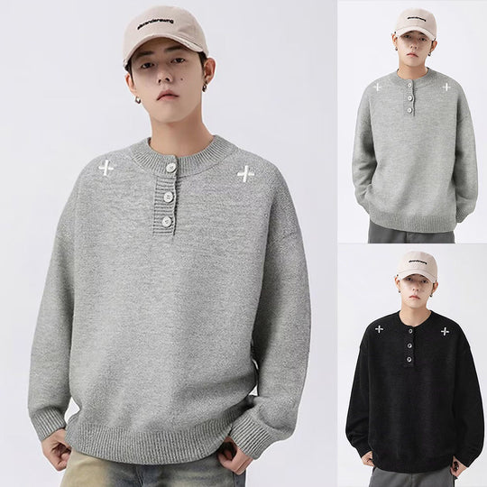 Herren Trendiger Pullover mit Knopfdetails Nord Taschen