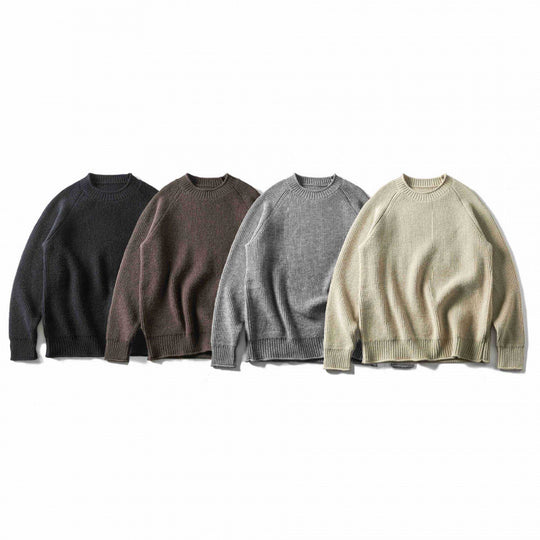 Unisex Grobgestrickter Rundhals-Pullover im Oversize-Boxy-Cut mit Raglanärmeln Nord Taschen