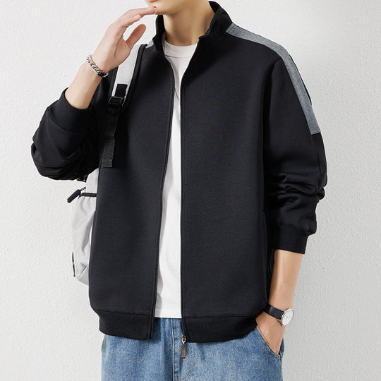 Herren Leichte Zip‑Trainingsjacke im Minimalstil mit Stehkragen und Kontrastpaspel Nord Taschen