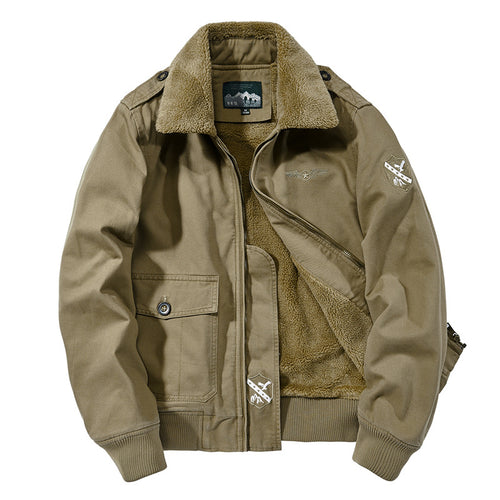 Herren  Canvas-Pilotjacke mit Sherpa-Kragen, gesteppter Innenlage und Ärmel-Reißverschlusstasche Nord Taschen
