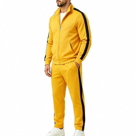 Herren Jogginganzug-Set aus French-Terry mit Stehkragen, Seitenstreifen und Reißverschlussjacke Nord Taschen