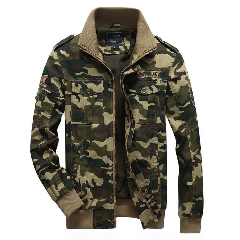 Herren Camo-Utility-Bomberjacke mit Stehkragen, Mehrfach-Taschen und Rippbündchen Nord Taschen