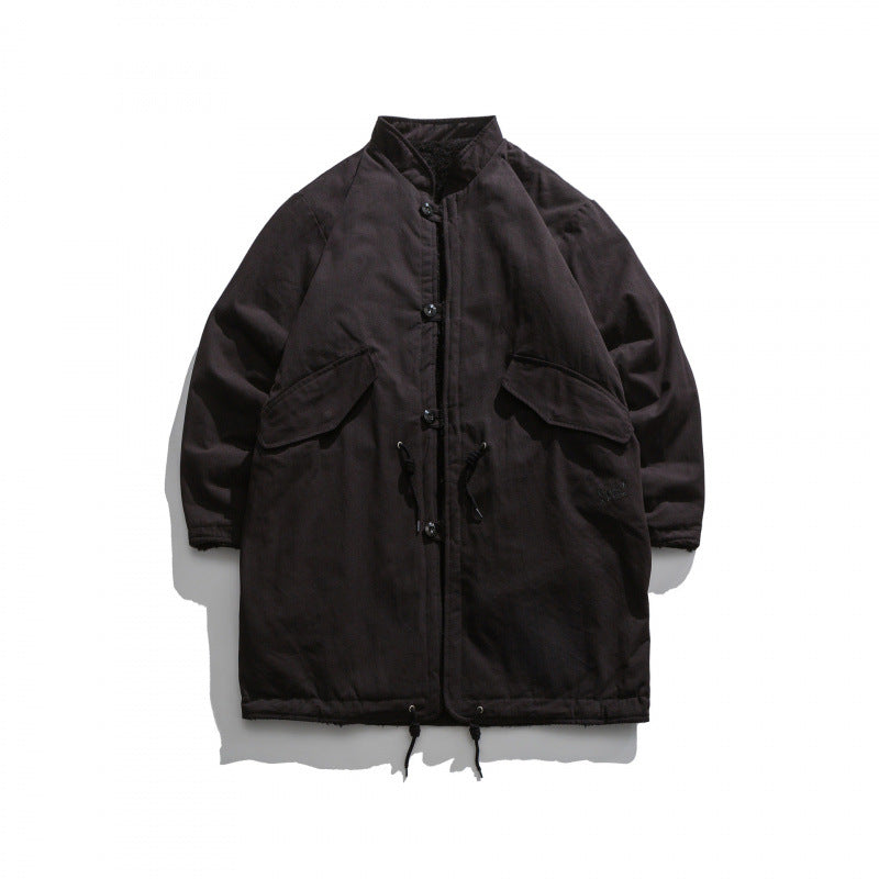 Herren Isolierende Parkajacke im Oversize‑Cut mit Sherpa‑Futter und Tunnelzugsaum Nord Taschen