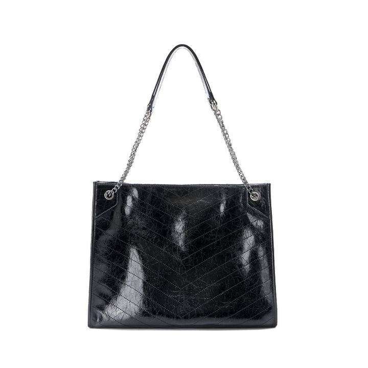 Damen Tote Bag aus glänzendem Kunstleder mit gestepptem Muster Nord Taschen