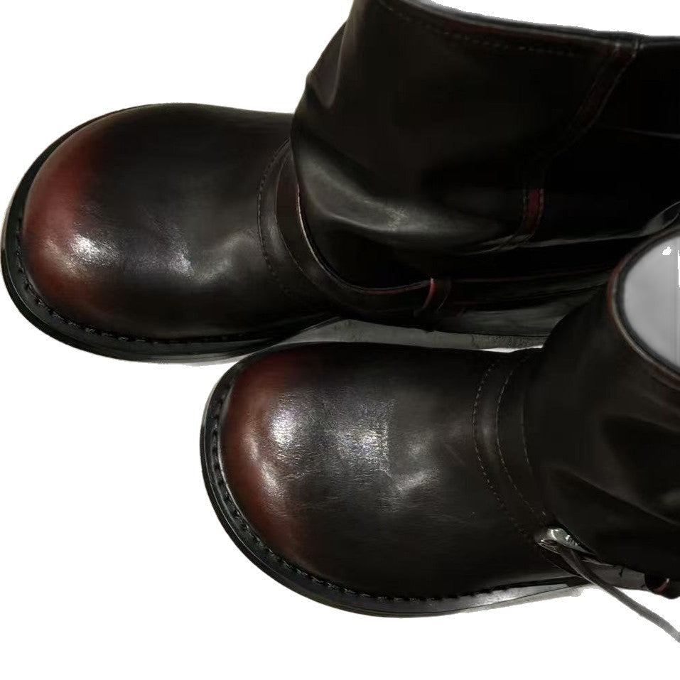 Damen Lederstiefel mit modischen Schnallenverzierungen Nord Taschen