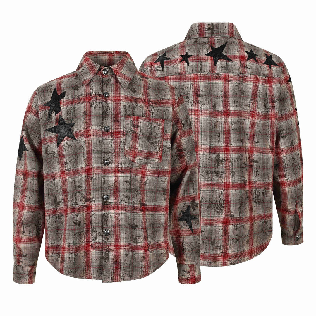 Damen Hemdenjacke im Oversize‑Schnitt mit Sternapplikationen Nord Taschen