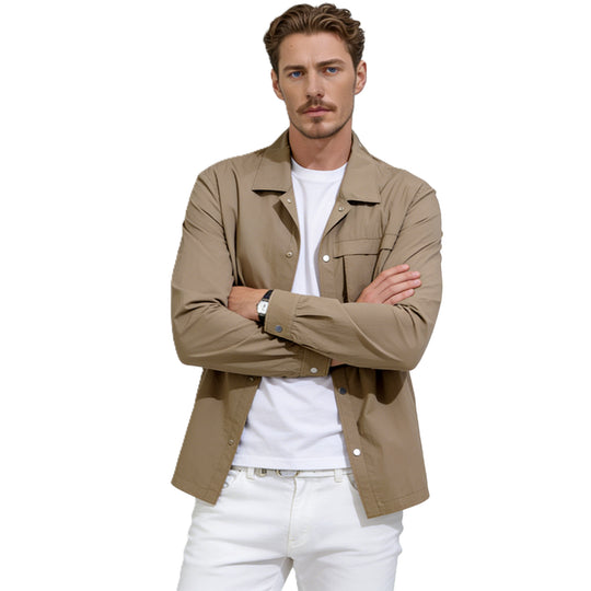 Herren Leichtes Utility-Overshirt mit Pattentaschen und Druckknopfleiste Nord Taschen