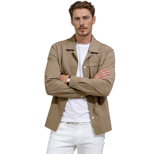 Herren Leichtes Utility-Overshirt mit Pattentaschen und Druckknopfleiste Nord Taschen