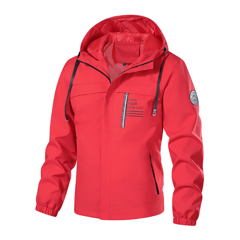 Herren Softshell-Outdoorjacke mit Kapuze, wasserabweisend und Brust-Reißverschlusstasche Nord Taschen