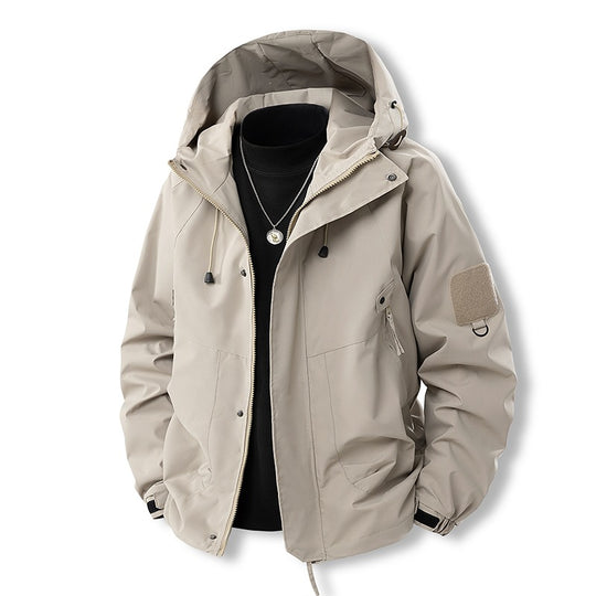 Herren Funktionale Kapuzen‑Übergangsjacke mit wasserabweisender Hülle, Utility‑Taschen & verstellbarem Saum Nord Taschen