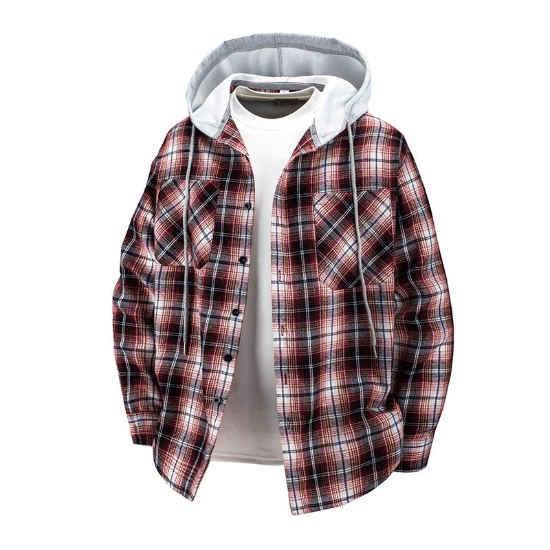 Herren Karierte Flanelljacke mit Kapuze